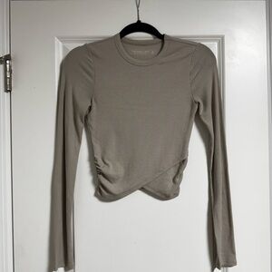 Abercrombie & Fitch Taupe Long Sleeve Crop Top